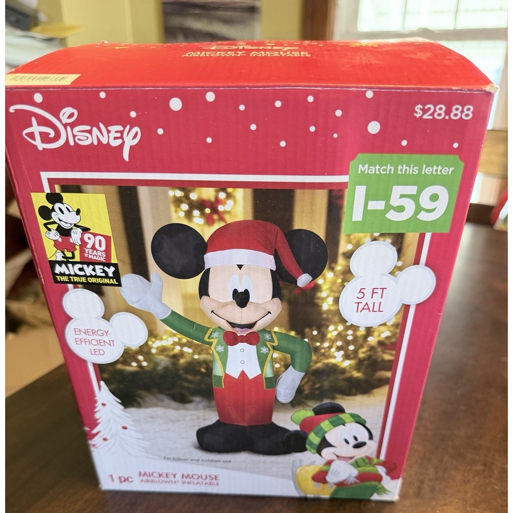 Gemmy Disney Mickey Mouse Air Blown Inflatable 5 Feet Tall Tuxedo christmas